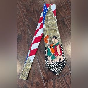 Flintstones  Handmade Men's Necktie Patriotic USA Capitol Flag Vintage American